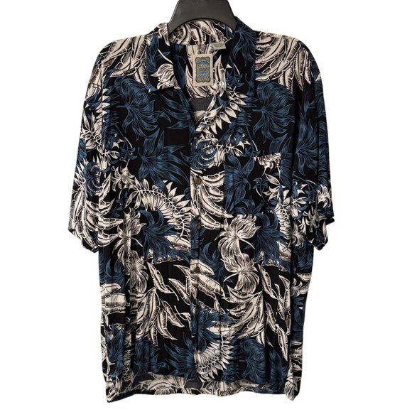Vintage Ocean Current Hawaiian Shirt Mens Size L Tropical Floral Leaf Button Up - Picture 1 of 12